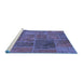 Sideview of Machine Washable Patchwork Blue Transitional Rug, wshabs1261blu