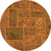 Round Machine Washable Patchwork Orange Transitional Area Rugs, wshabs1261org