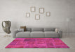 Machine Washable Patchwork Pink Transitional Rug in a Living Room, wshabs1261pnk