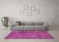 Machine Washable Patchwork Purple Transitional Rug, wshabs1261pur