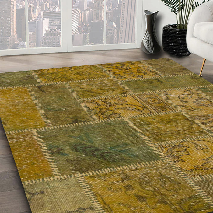 Machine Washable Abstract Dark Golden Brown Rug in a Family Room, wshabs1261