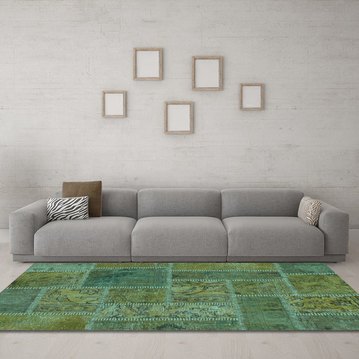 Machine Washable Patchwork Light Blue Transitional Rug in a Living Room, wshabs1261lblu