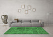 Machine Washable Patchwork Emerald Green Transitional Area Rugs in a Living Room,, wshabs1261emgrn