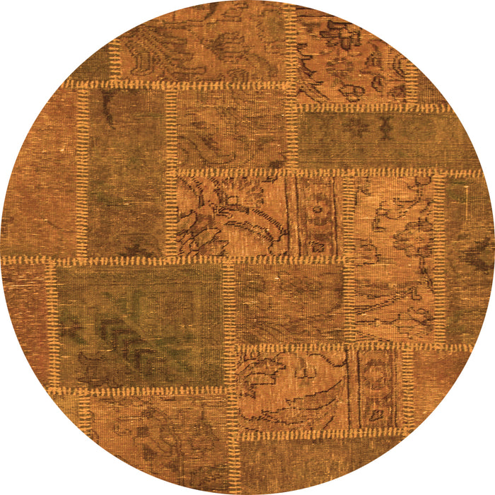 Round Patchwork Orange Transitional Rug, abs1261org