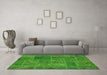 Machine Washable Patchwork Green Transitional Area Rugs in a Living Room,, wshabs1261grn