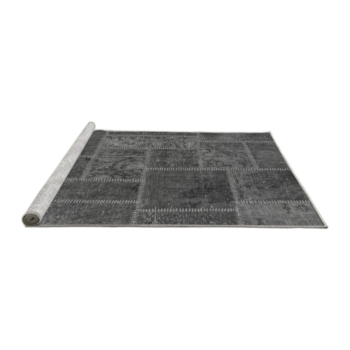 Sideview of Machine Washable Patchwork Gray Transitional Rug, wshabs1261gry
