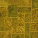 Square Machine Washable Patchwork Yellow Transitional Rug, wshabs1261yw