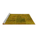 Sideview of Machine Washable Patchwork Yellow Transitional Rug, wshabs1261yw