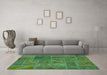 Machine Washable Patchwork Turquoise Transitional Area Rugs in a Living Room,, wshabs1261turq