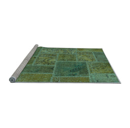 Sideview of Machine Washable Patchwork Light Blue Transitional Rug, wshabs1261lblu
