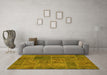 Machine Washable Patchwork Yellow Transitional Rug in a Living Room, wshabs1261yw
