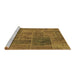 Sideview of Machine Washable Patchwork Brown Transitional Rug, wshabs1261brn