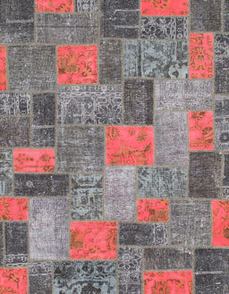 Abstract Gunmetal Gray Patchwork Rug, abs1262