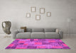 Machine Washable Patchwork Pink Transitional Rug in a Living Room, wshabs1262pnk