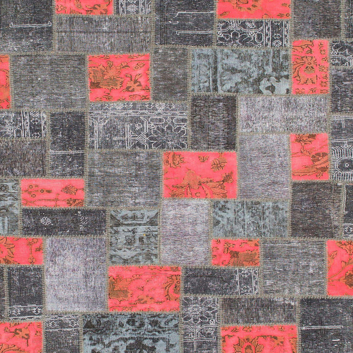Square Abstract Gunmetal Gray Patchwork Rug, abs1262