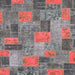 Square Abstract Gunmetal Gray Patchwork Rug, abs1262