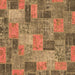 Square Patchwork Brown Transitional Rug, abs1262brn