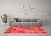 Machine Washable Patchwork Red Transitional Rug, wshabs1262red