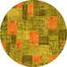 Round Patchwork Yellow Transitional Rug, abs1262yw