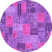 Round Patchwork Purple Transitional Rug, abs1262pur