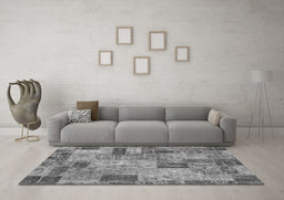 Machine Washable Patchwork Gray Transitional Rug in a Living Room,, wshabs1262gry