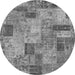 Round Patchwork Gray Transitional Rug, abs1262gry