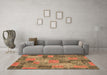 Machine Washable Patchwork Brown Transitional Rug in a Living Room,, wshabs1262brn