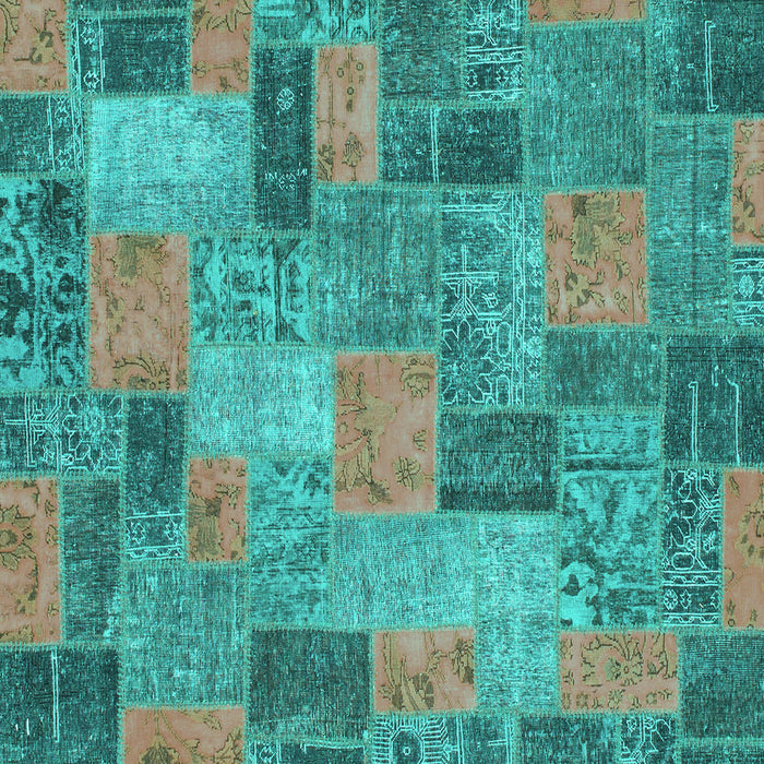 Square Patchwork Turquoise Transitional Rug, abs1262turq