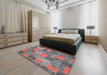 Abstract Gunmetal Gray Patchwork Rug in a Bedroom, abs1262