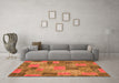 Machine Washable Patchwork Orange Transitional Area Rugs in a Living Room, wshabs1262org