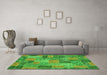 Machine Washable Patchwork Green Transitional Area Rugs in a Living Room,, wshabs1262grn