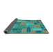 Sideview of Patchwork Turquoise Transitional Rug, abs1262turq