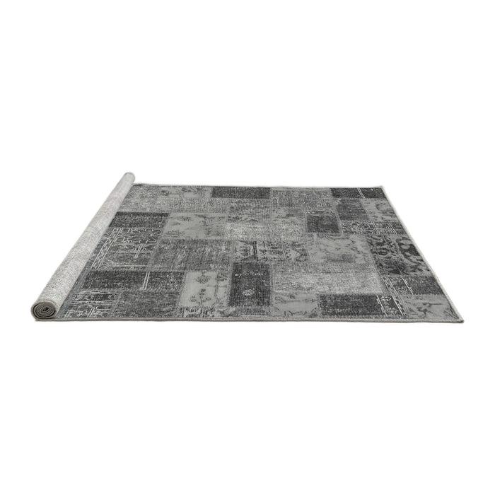 Sideview of Machine Washable Patchwork Gray Transitional Rug, wshabs1262gry