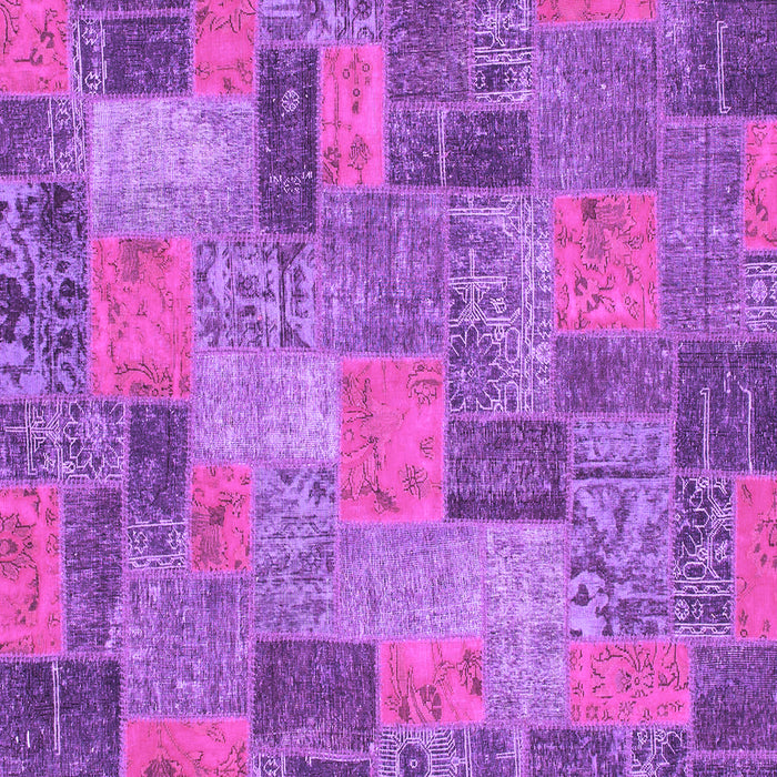 Square Machine Washable Patchwork Purple Transitional Area Rugs, wshabs1262pur