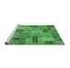 Sideview of Machine Washable Patchwork Emerald Green Transitional Area Rugs, wshabs1262emgrn