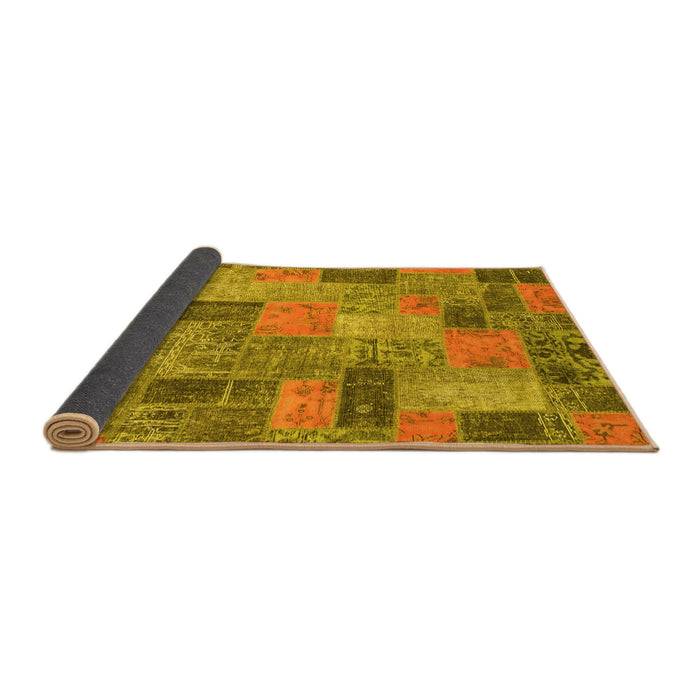 Sideview of Patchwork Yellow Transitional Rug, abs1262yw