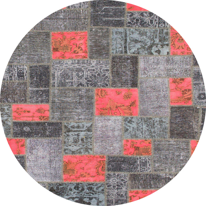 Round Machine Washable Abstract Gunmetal Gray Rug, wshabs1262