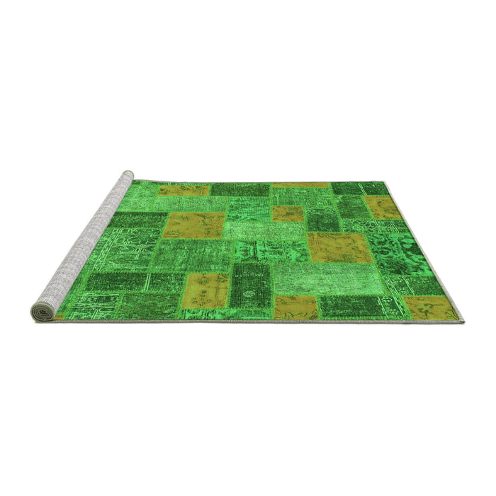 Sideview of Machine Washable Patchwork Green Transitional Area Rugs, wshabs1262grn
