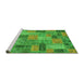 Sideview of Machine Washable Patchwork Green Transitional Area Rugs, wshabs1262grn