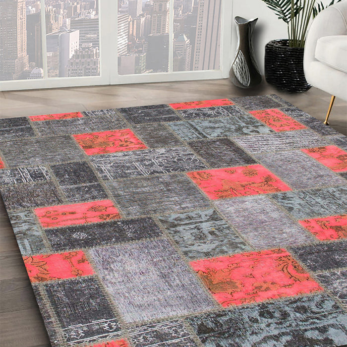 Machine Washable Abstract Gunmetal Gray Rug in a Family Room, wshabs1262