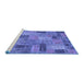 Sideview of Machine Washable Patchwork Blue Transitional Rug, wshabs1262blu