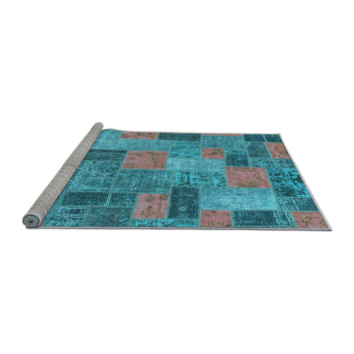 Sideview of Machine Washable Patchwork Light Blue Transitional Rug, wshabs1262lblu