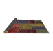 Sideview of Abstract Red Brown Patchwork Rug, abs1263