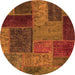 Round Patchwork Orange Transitional Rug, abs1263org