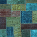 Square Machine Washable Patchwork Light Blue Transitional Rug, wshabs1263lblu