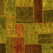 Square Machine Washable Patchwork Yellow Transitional Rug, wshabs1263yw