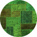 Round Patchwork Green Transitional Rug, abs1263grn