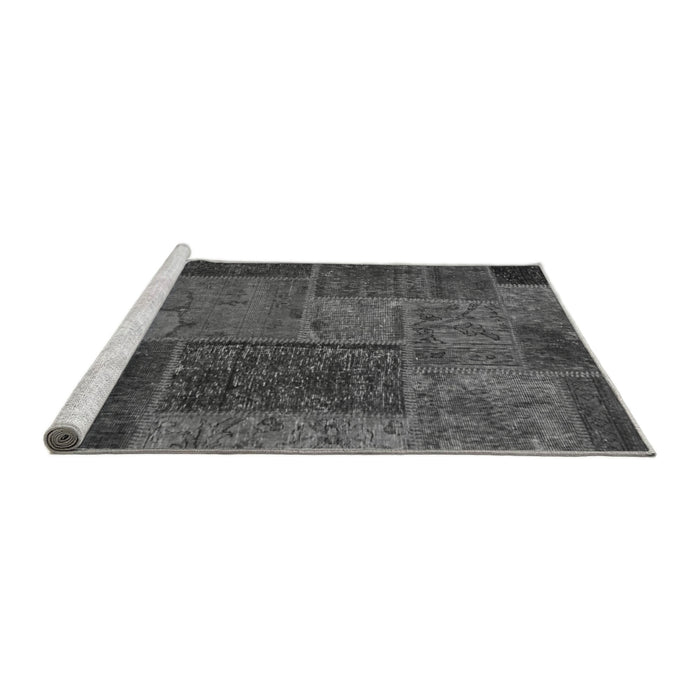 Sideview of Machine Washable Patchwork Gray Transitional Rug, wshabs1263gry