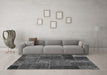 Machine Washable Patchwork Gray Transitional Rug in a Living Room,, wshabs1263gry