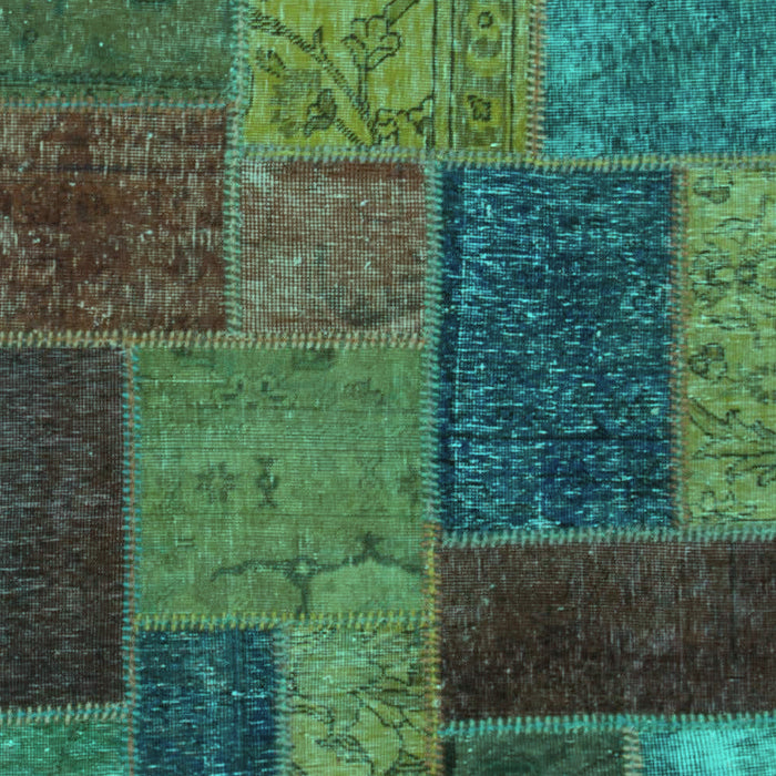 Machine Washable Patchwork Turquoise Transitional Area Rugs, wshabs1263turq